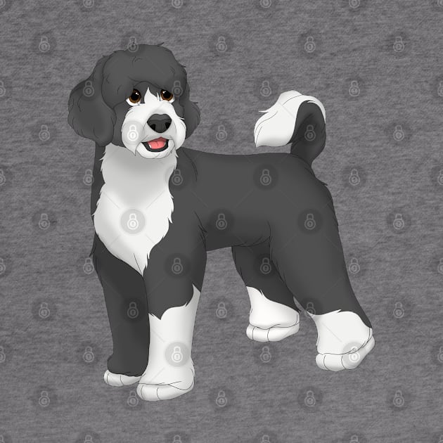 Black & White Portuguese Water Dog by millersye